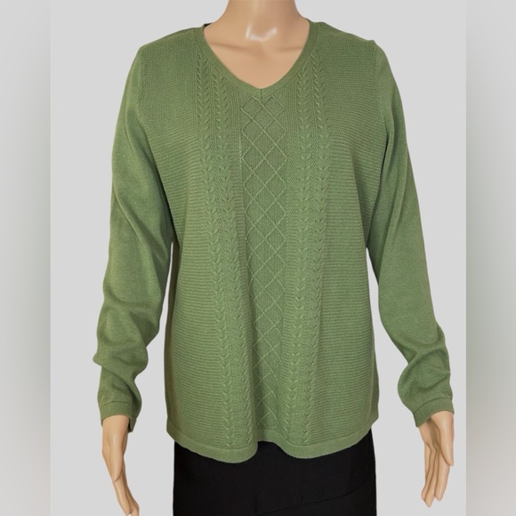 🩷Talbots women Fall Forest green sweater Goblincore size Medium - Picture 3 of 7